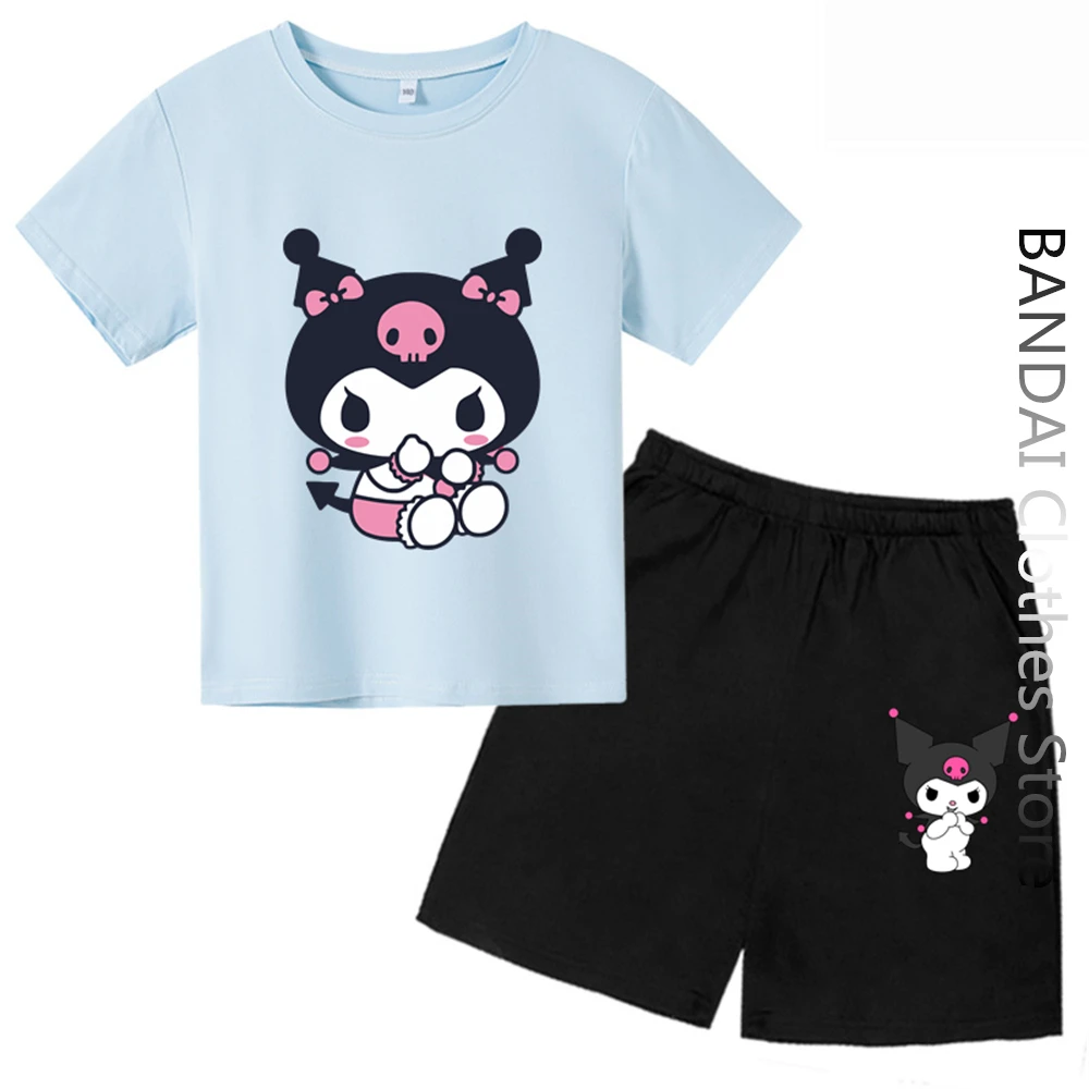 

Fashion Cute Cartoon Kuromi Children's t-shirt Kawaii Summer Tees Loose Short Sleeve Women Y2k Tops Boy Girl Shirts