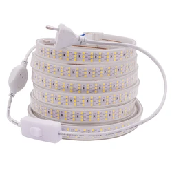 276Leds/m Super Bright LED Strip Light 220V 2835 Flexible LED Tape with Switch 120Led/m Outdoor Waterproof LED Ribbon Rope Light
