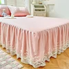1PCS Pink Elegant Princess Bed Skirt Non-slip Mattress Cover Ruffled Lace Solid Color Bedsheet Protector Bedspread No Pillowcase 2