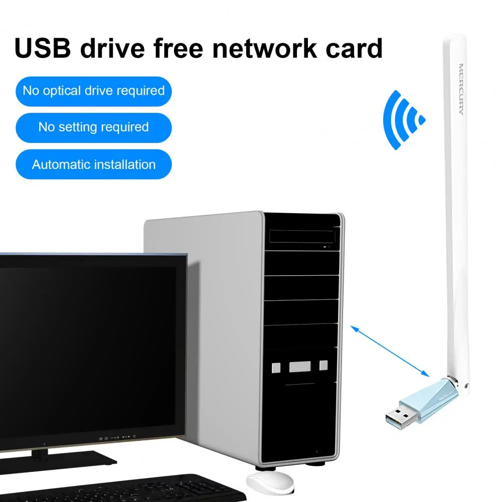 

MW150UH WiFi Dongle приемник Высокоскоростная передача Mini USB 2.4GHzLaptop беспроводная сетевая карта с внешней антенной для Windo