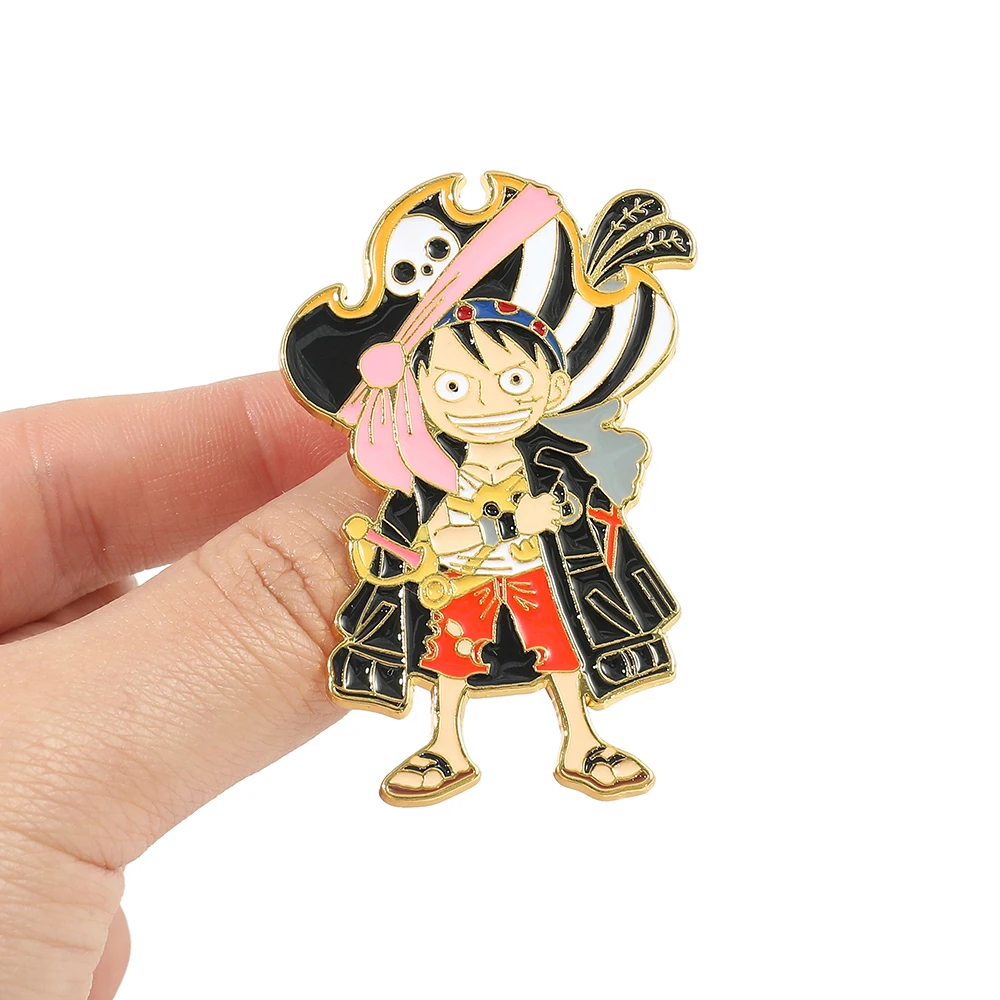 Anime One Piece Pins Luffy Straw Hat Zoro Sanji Usopp Chopper Brooches  Backpack Badge Brook Metal