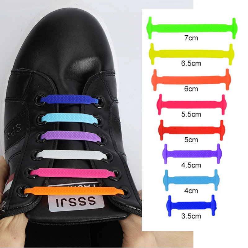 16pcs Lazy Shoelace Silicone Quick Lace Elastic Women Men No Tie Kids Adult Sneakers Lacing Shoelace Buckle Shoes Accessories elastic shoelaces shoelace buckle silicone shoelaces