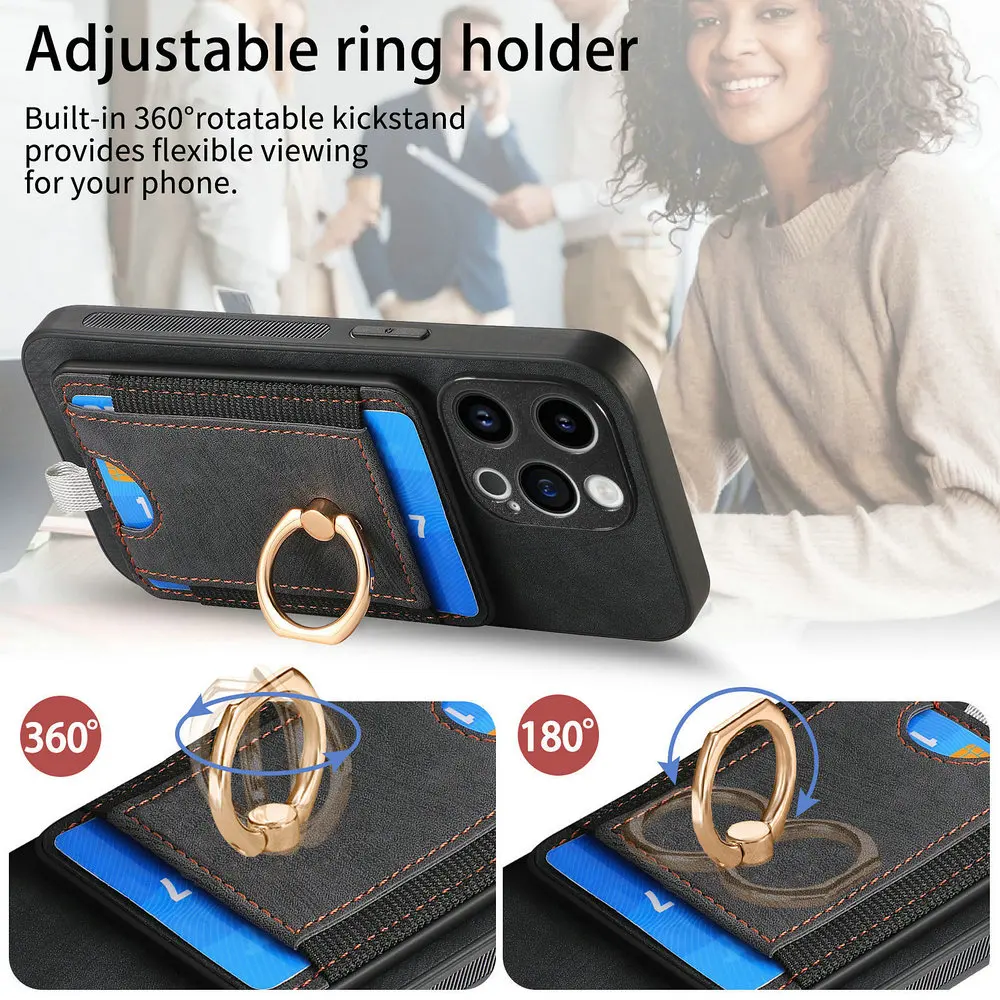 Luxury Leather Card Holder Case - Detachable 2-in-1 Back Cover