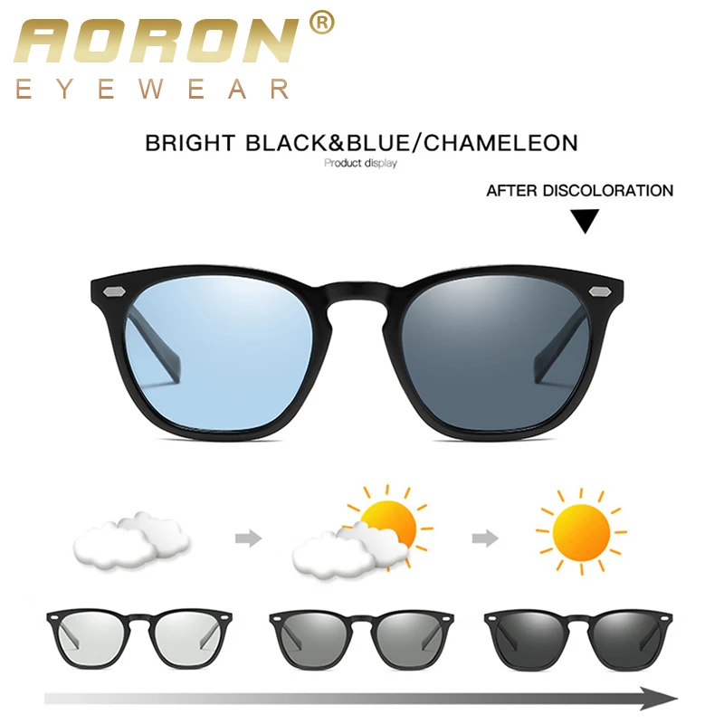 AORON Unisex Classic Round Polarized Photochromic Sunglasses with TR Frame & Aluminum-Magnesium Temples
