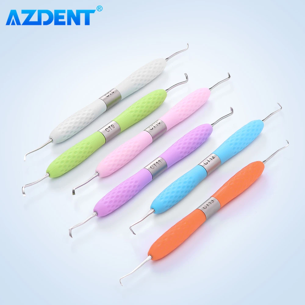 AZDENT 6PCS/Set Dental Restoration Instrument Enamel Chisel Set Spoon Excavator Gingival Margin Trimmer Cord Packer Repair Probe