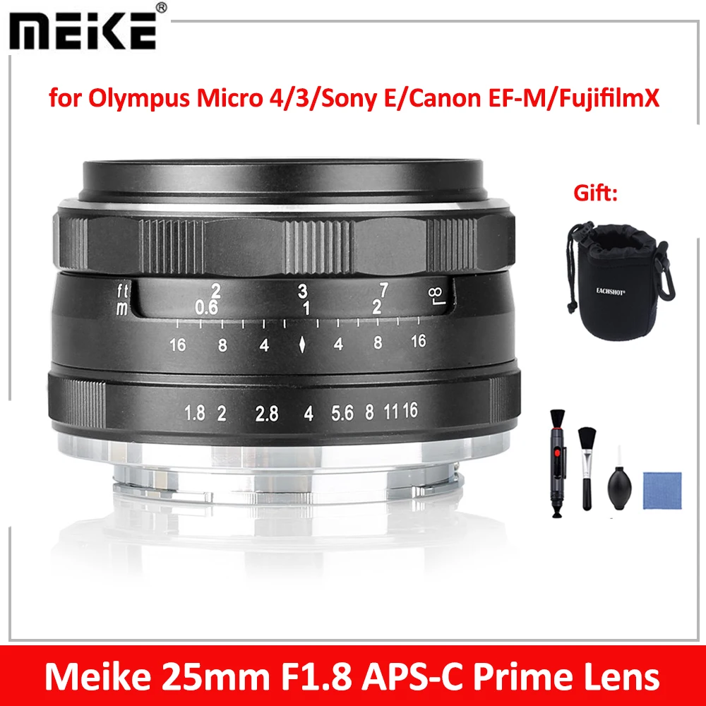 Meike 25Mm F1.8 Obiettivo Principale Manuale Ad Ampia Apertura Per Fotocamere Olympus Micro 4/3/Sony E/Canon Ef-M/Fujifilmx