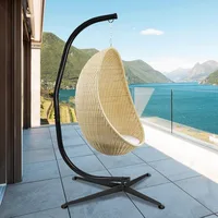 Metal Hanging Hammock Chair Stand Heavy Duty Porch Swing Chair C Stand Frame Capacity Weather Resistant for Indoor Outdoor 2