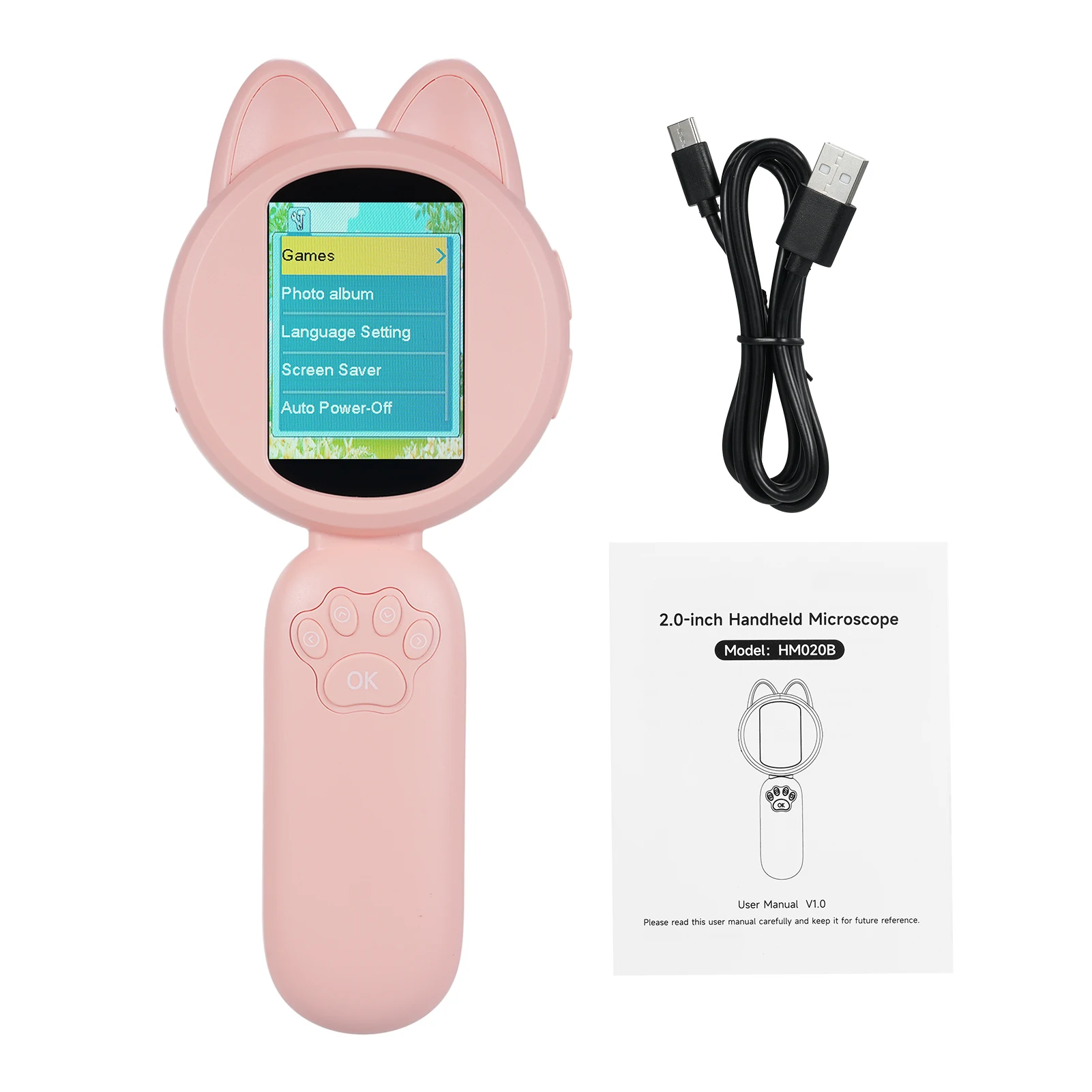 2-inch IPS Screen Children's Electronic Magnifying Glass Digital Magnifier with 8 LED Lights 4X Handheld Magnifiers Exploration