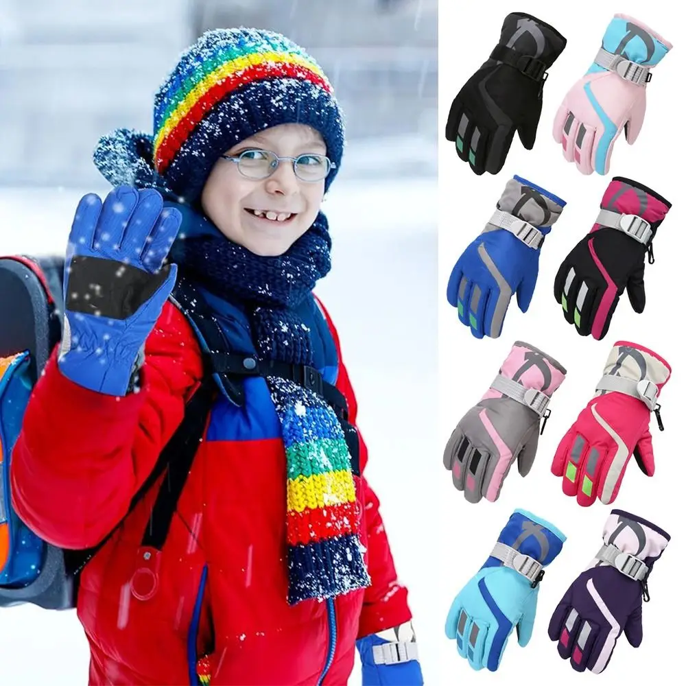 New Children Kids Winter Snow Warm Gloves Boy Girls Ski Snowboard Windproof Waterproof Thicken Keep Warm Winter Must
