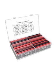 Marine Grade Dual Wall Heat Shrink Tubing Kit - 130 Pcs, 3:1 Adhesive Lined, 6 Diameter Options (Red Black)