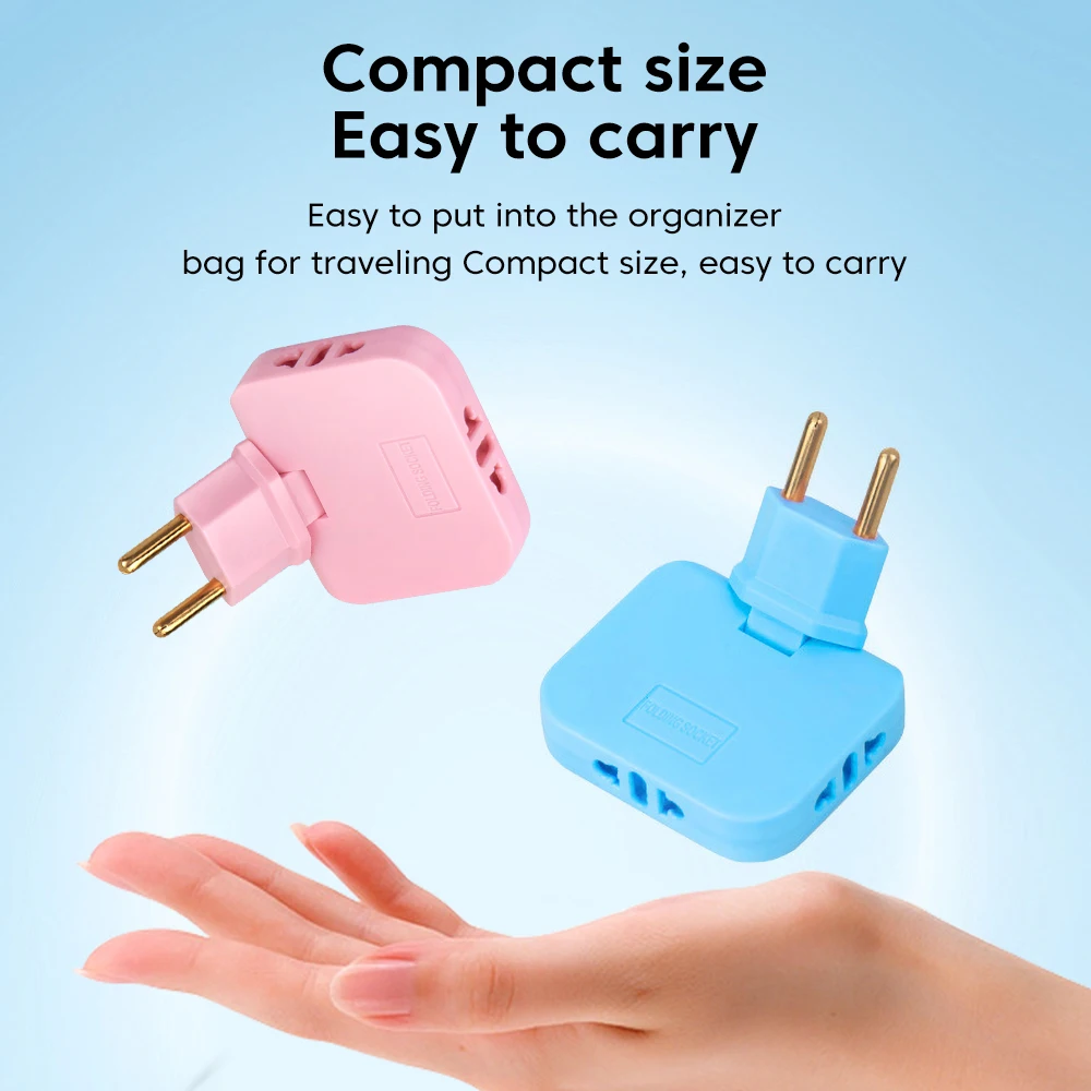 Plug adapter 180 Degree Rotatable Socket 3-in-1 EU Plug Converter Travel EU Extension Plug Multi-Plug Slim Wireless Outlet Adapter Sockets