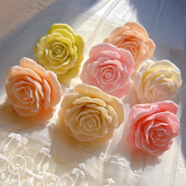 3D Large Rose Candle Silicone Mold Roses Bloom Bouquet Wax Homemade Soaps  Moulds