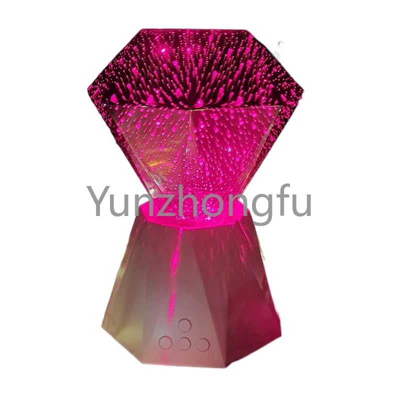 

New WiFi Smart amazing 3D diamonds funky table lamp with music show decorations projector, fancy night camp tent lights