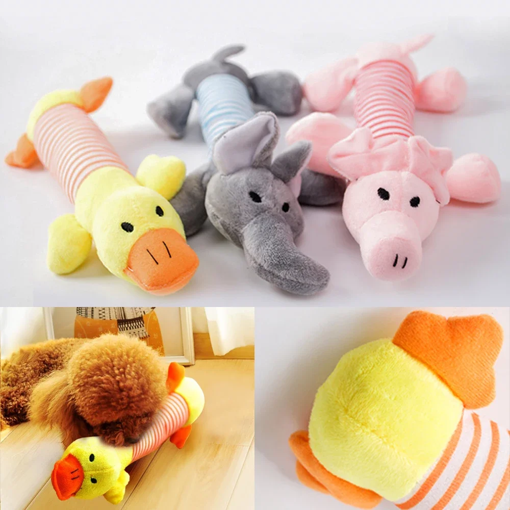 Plush Cute Elephant Duck Pig Pet Dog Cat Squeak Sound Dog Toys Funny Fleece Durability Chew Molar Toy Fit for All Pets 2