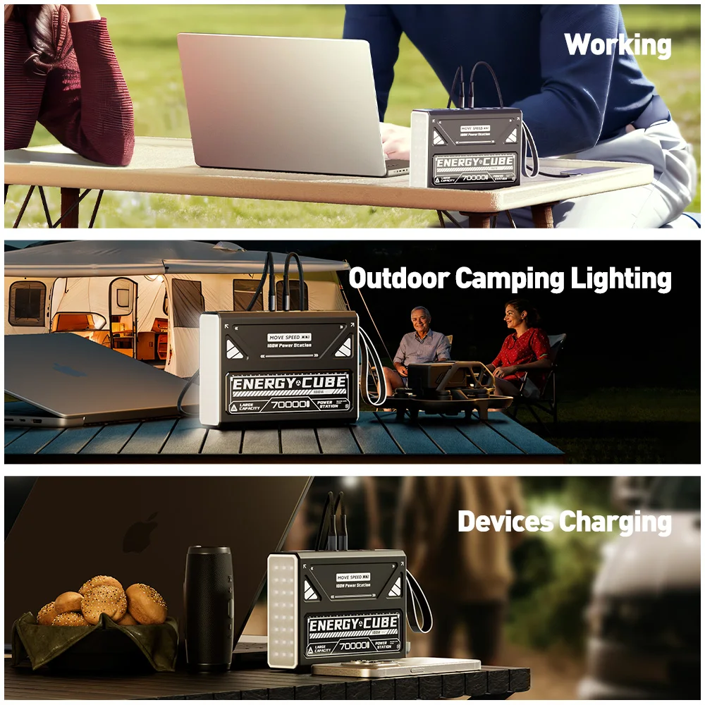 Power Bank 70000mAh 100W PD Fast Charge External Battery Power Station w/ Flashlight for Laptop Outdoor Camping power bank