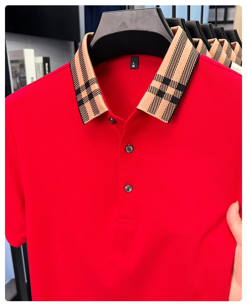 High quality striped lapel short sleeve T-shirt men's summer comfort fashion trend loose casual new breathable luxury polo shirt 18 Sc06286e4c52c496f8367b459935aa486s