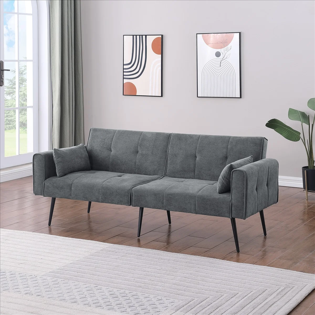 Moderne 68-Zoll-Futon-Couch mit umwandelbarem Bett, Schlafsofa, Schlaf-Wohnzimmermöbel-Futon-Set, geeignet für Wohnzimmer, Büro – Detail 31