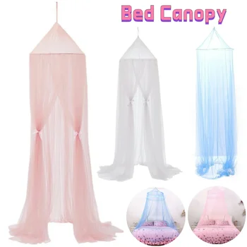 Auvent de lit en Polyester suspendu, moustiquaire princesse pliable, dôme de lit, auvent élégant en dentelle féerique, couverture de lit pour bébé 1