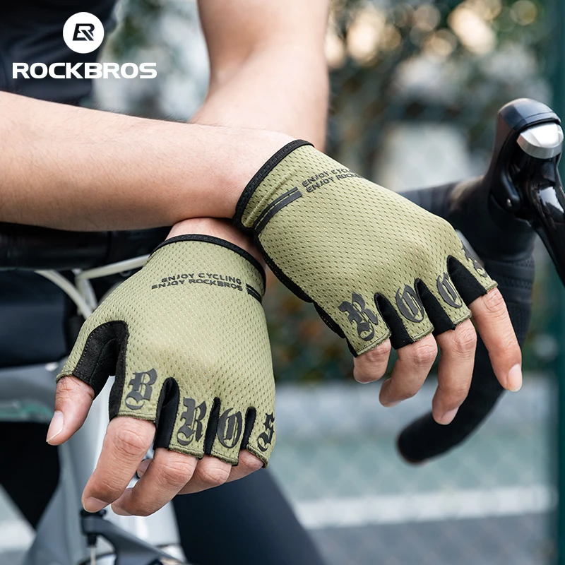 ROCKBROS Cycling Gloves Bike Shockproof Half Finger Gloves Breathable Anti-shock Bike Short Gloves Summer High Elasticity Gloves 2