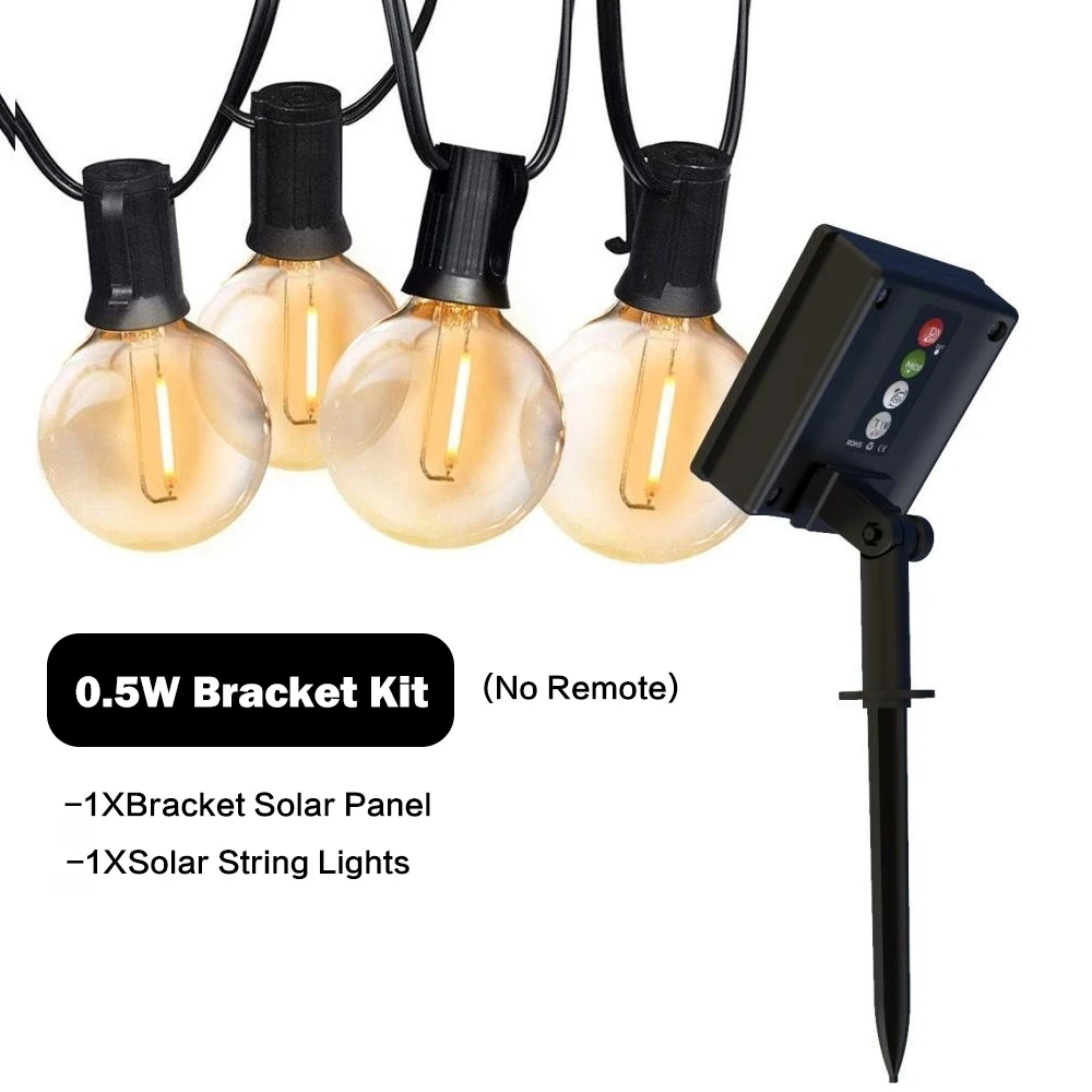 Solar String Lights Outdoor with Remote Warm White 10M 20Bulbs 9.5M 25Bulbs USB Charging Hanging Lights Backyard Garden Decor