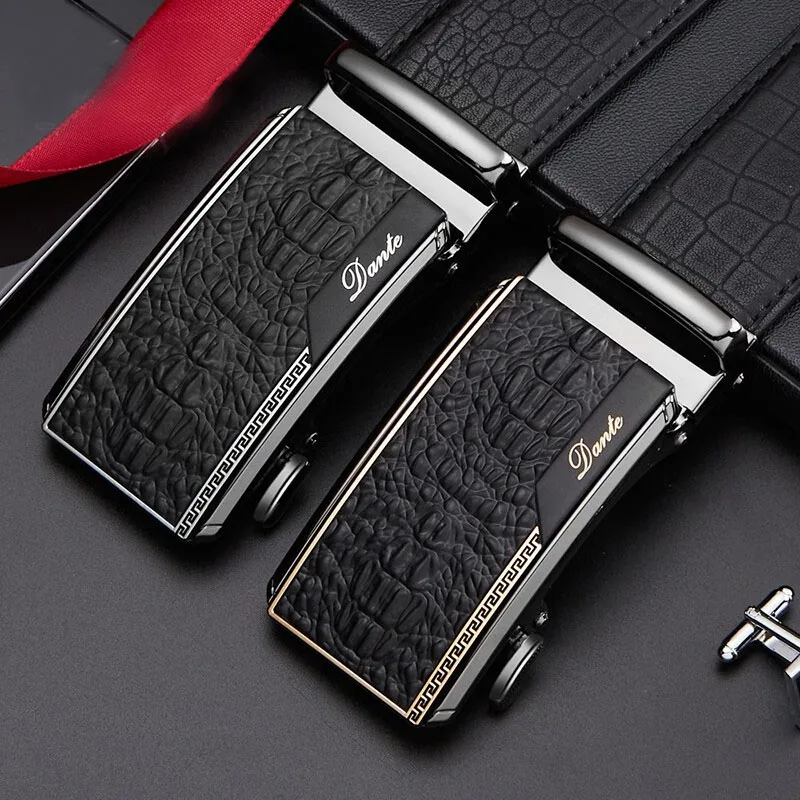 Men's belt Metal automatic buckle Luxury leather leather Fashion casual Versatile business trend Black cowhide jeans belt