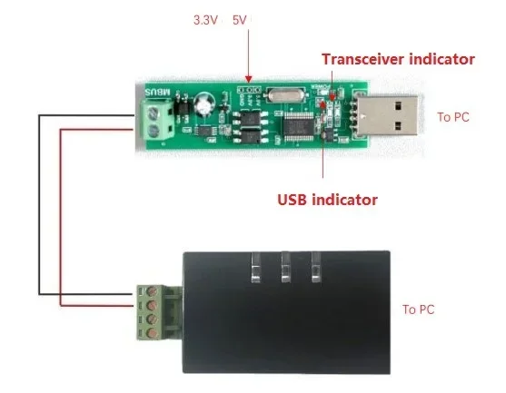 

1X ведомый модуль USB-MBUS, мастер-ведомый модуль MBUS для связи, отладки, монитор шины TSS721, самосбор без спонтанности.