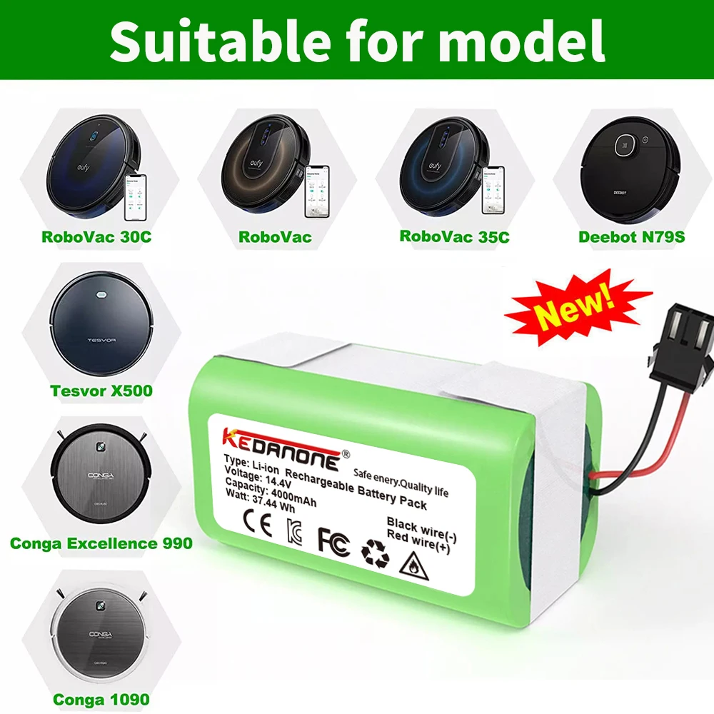 Batteria Per Eufy Robovac 11 S Max 12 15C T 15S 30 35C Ecovacs Deebot N79 S 601/605 Shark Ion Robot 14.8V 3500Mah Batteria Li-Lon