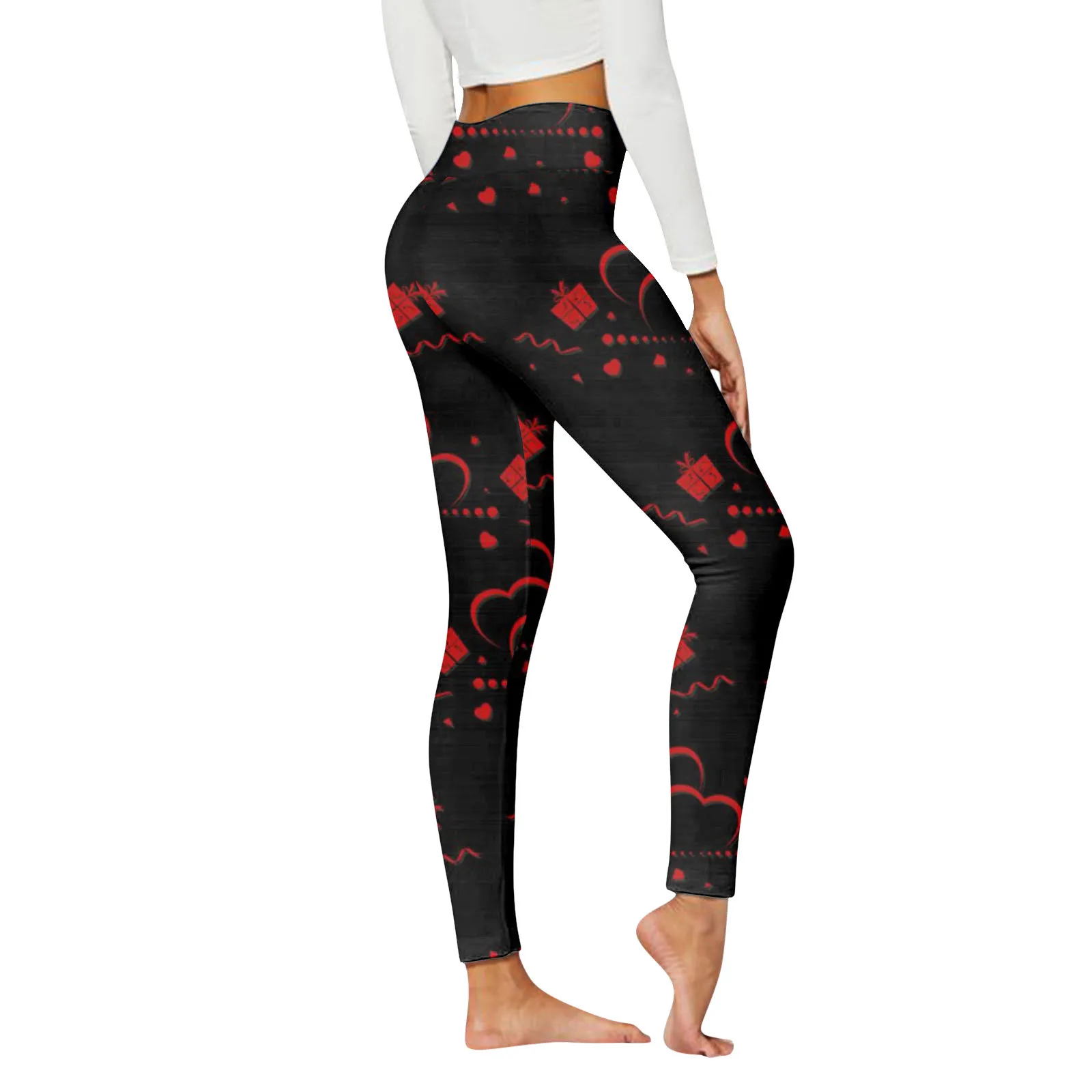 Womens Casual Fashion Pants Heart Print Sports Leggings