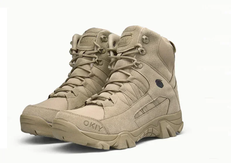 2025 mode männer Wüste Kampf Stiefel Outdoor Leder Wanderschuhe Männer Jagd Arbeit Sicherheit Stiefel männer Kurze Stiefel stiefeletten – Detail 4
