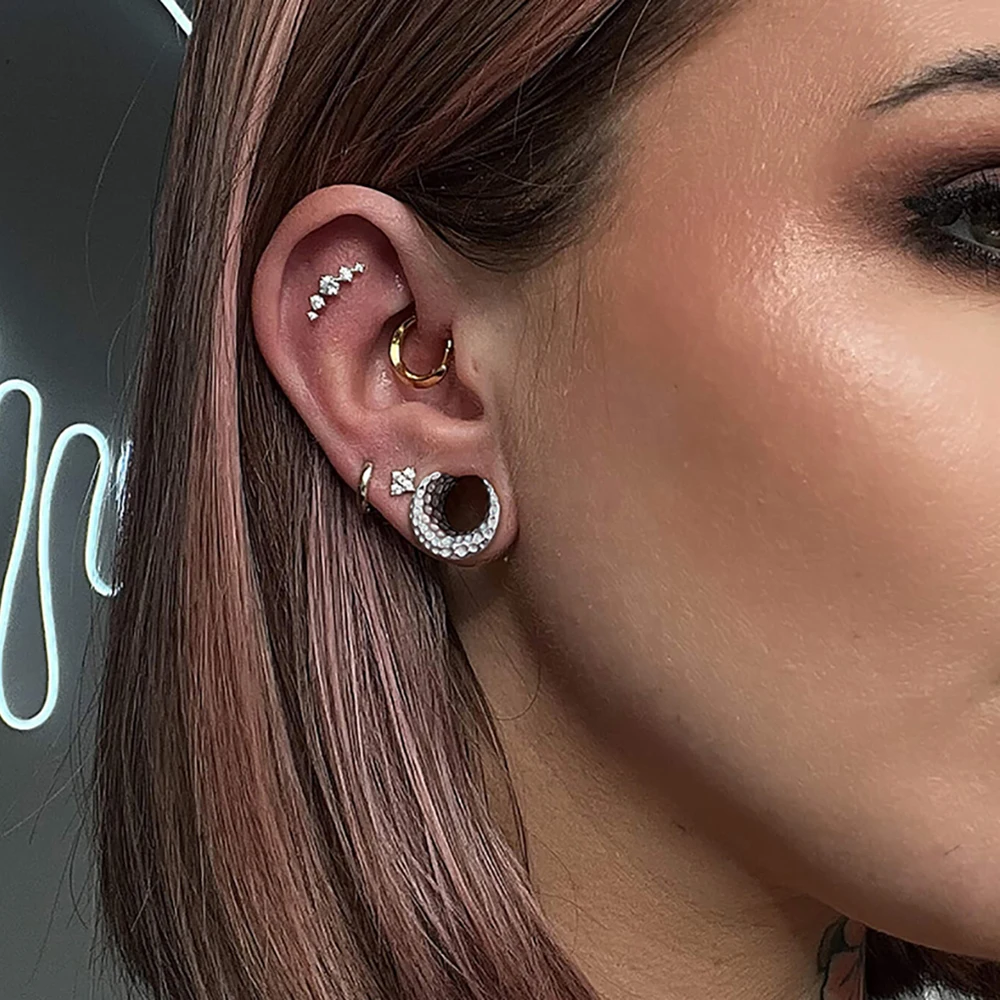 Moon Saddle Plug Expansions Tunnel Gauges Stretched Lobe Ear Piercing Women Body Jewelry Stainless Steel Dilations 2PCS piercing jewelry ear piercing jewelry metal jewelry body piercing jewelry body jewelry