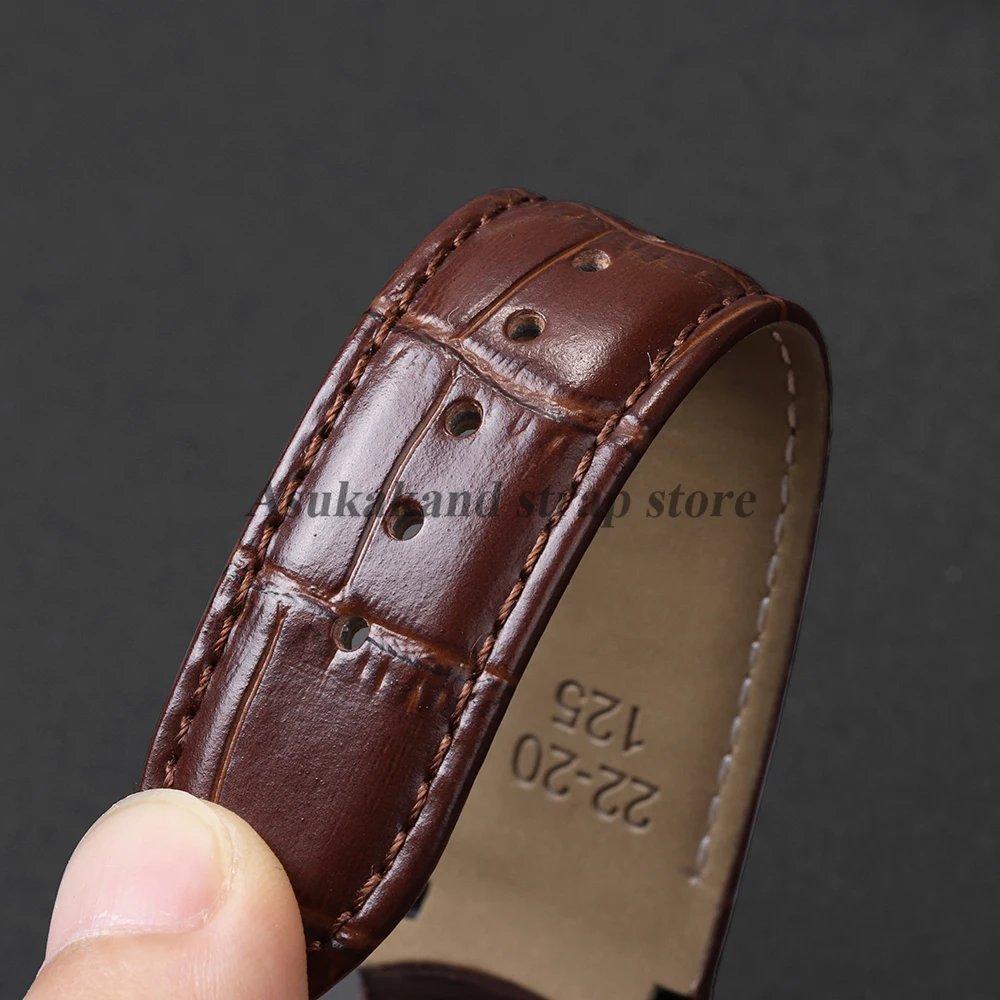 Premium Leather Watch Band with Curved End and Butterfly Buckle – Available in Multiple Sizes