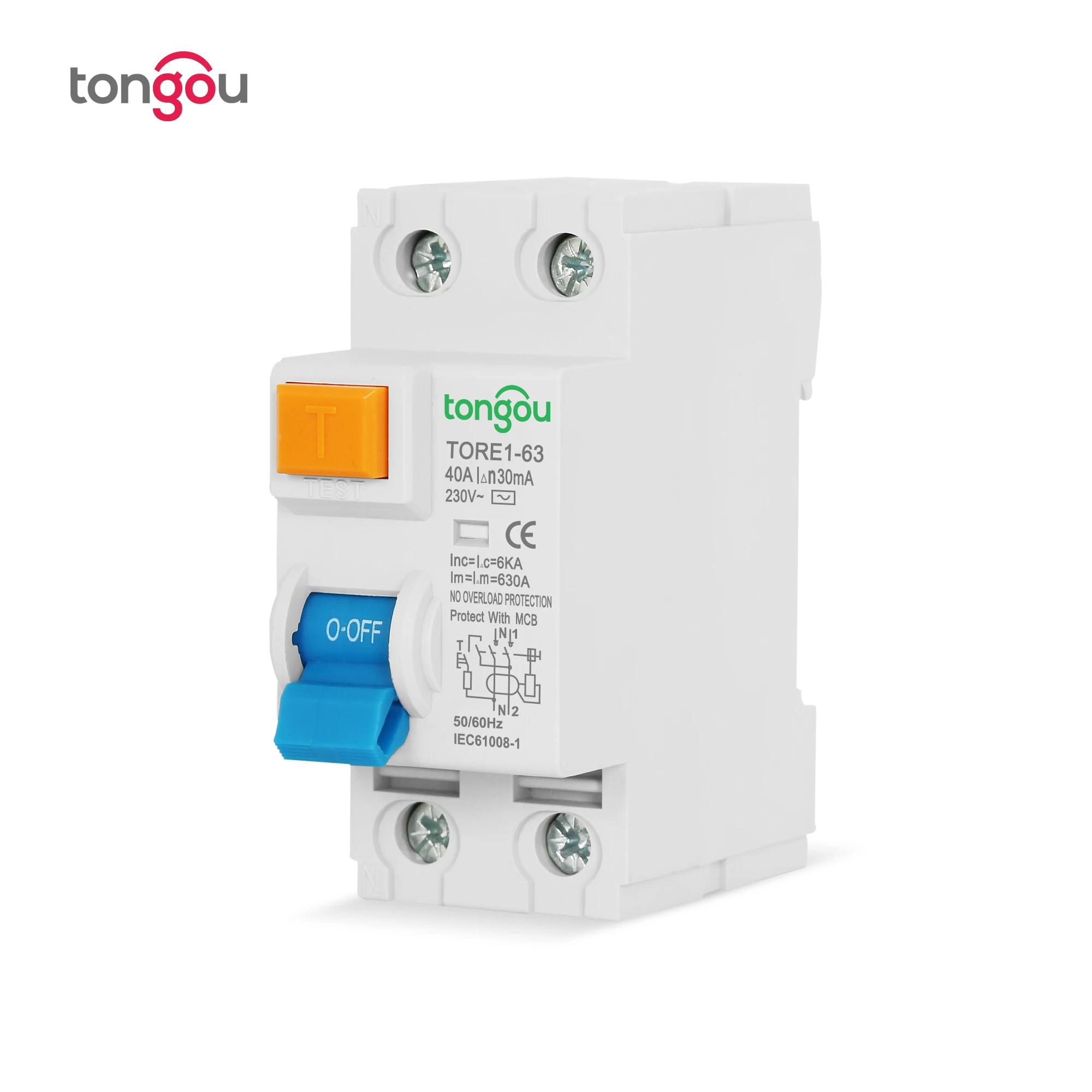 16A 63A 10mA 30mA 100mA 6KA RCCB RCD 230V Electromechanic Residual Current Circuit Breaker Circuit Breaker
