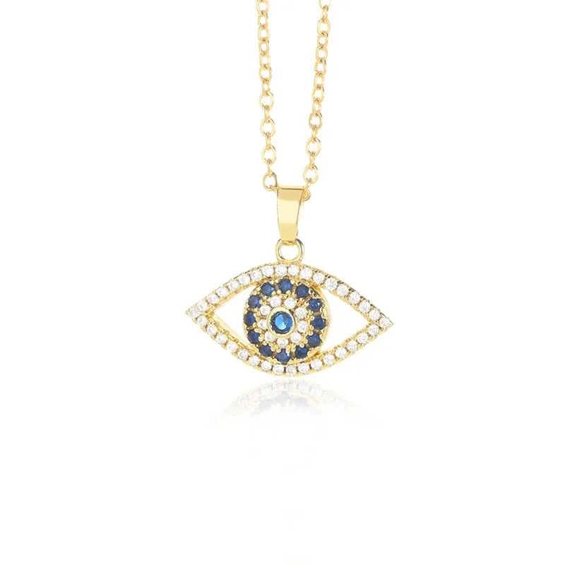 Stainless Steel Evil Eye Pendant Necklaces For Women 18K Gold Plated