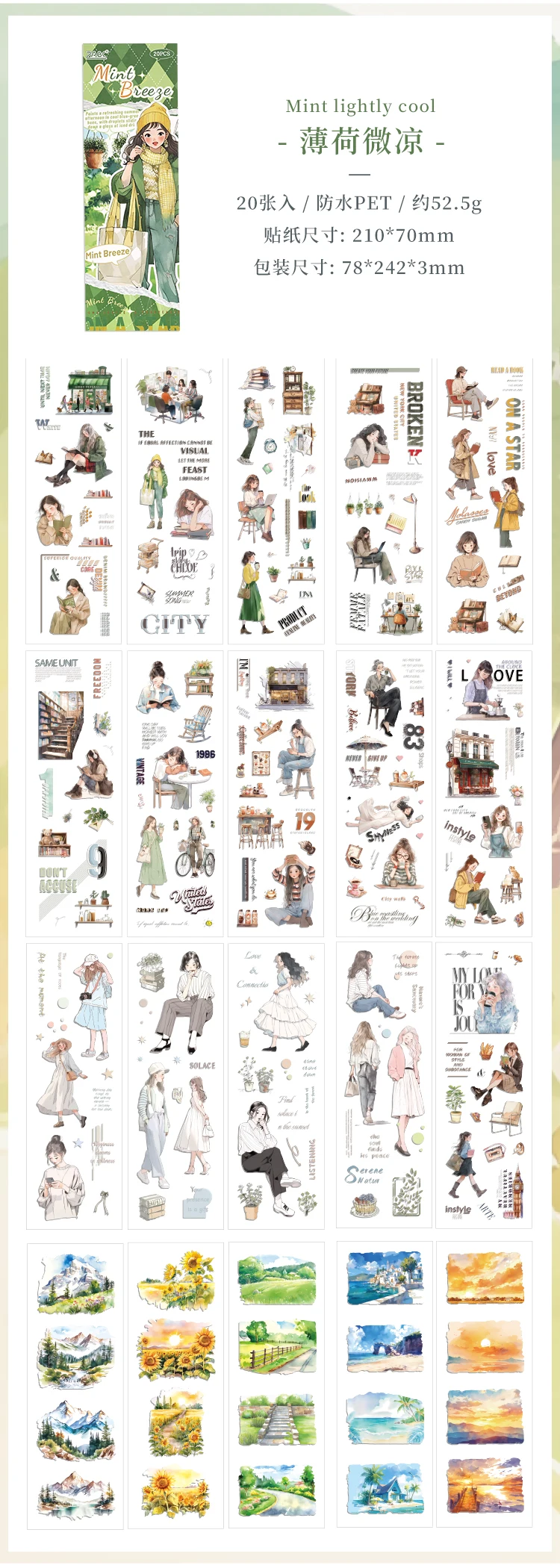 JIANQI 20 Stück Charakter Landschaft Aufkleber Buch Alte selbstklebende Diy Scrapbooking Tagebuch Album Zubehör Diy Junk Journal Supplies – Detail 15