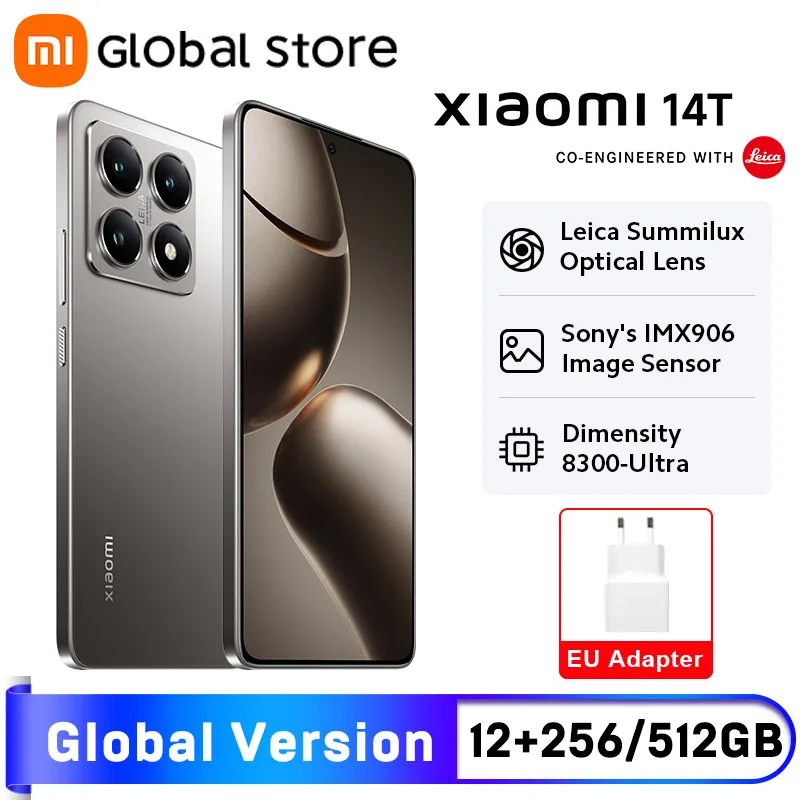 cell phone mobile phone Global Version Xiaomi 14T 5G Smartphone 12GB RAM MTK Dimensity 8300-Ultra CPU 144Hz AI Display 50MP 67W HyperCharge NFC