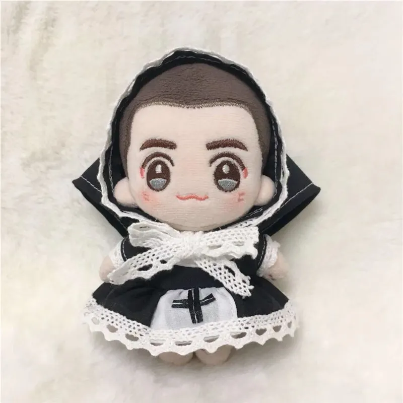 

Cute nun clothes 10cm Plush Doll clothes Set black and white colors10cm Cotton Cartoon Doll clothes kids Gift Korean Pop COS Set