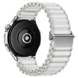 Nylon Sport Trail Wristband - 20mm/22mm Adjustable Strap - 22mm (White silver)