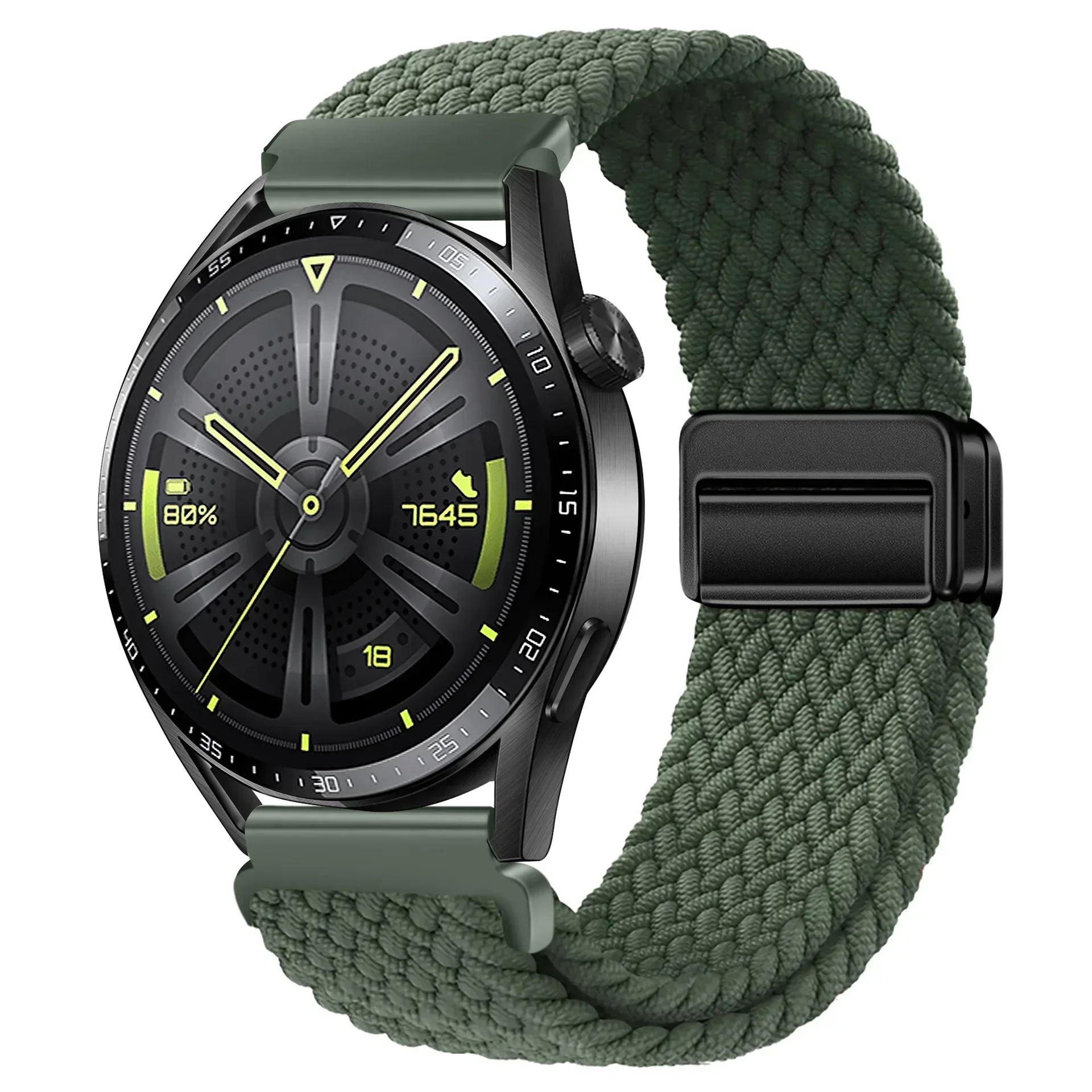 Braided Solo Loop Strap with Magnetic D Buckle, 22mm - Versatile Smartwatch Band