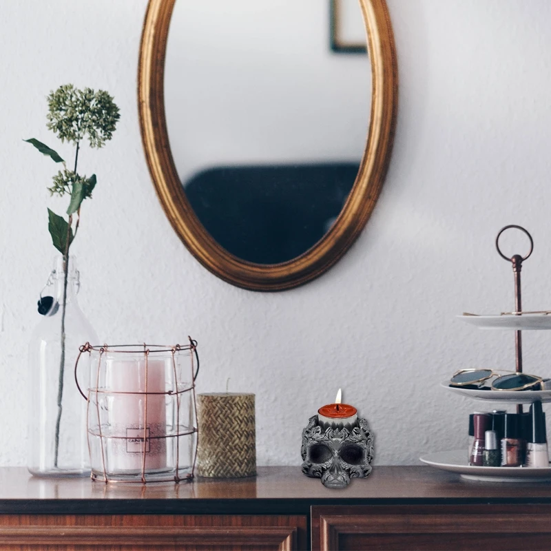 3D Skull Candlestick Epoxy Resin Mold Holder Silicone Mould DIY Crafts Jewelry Home Decorations Casting Tools Dropship