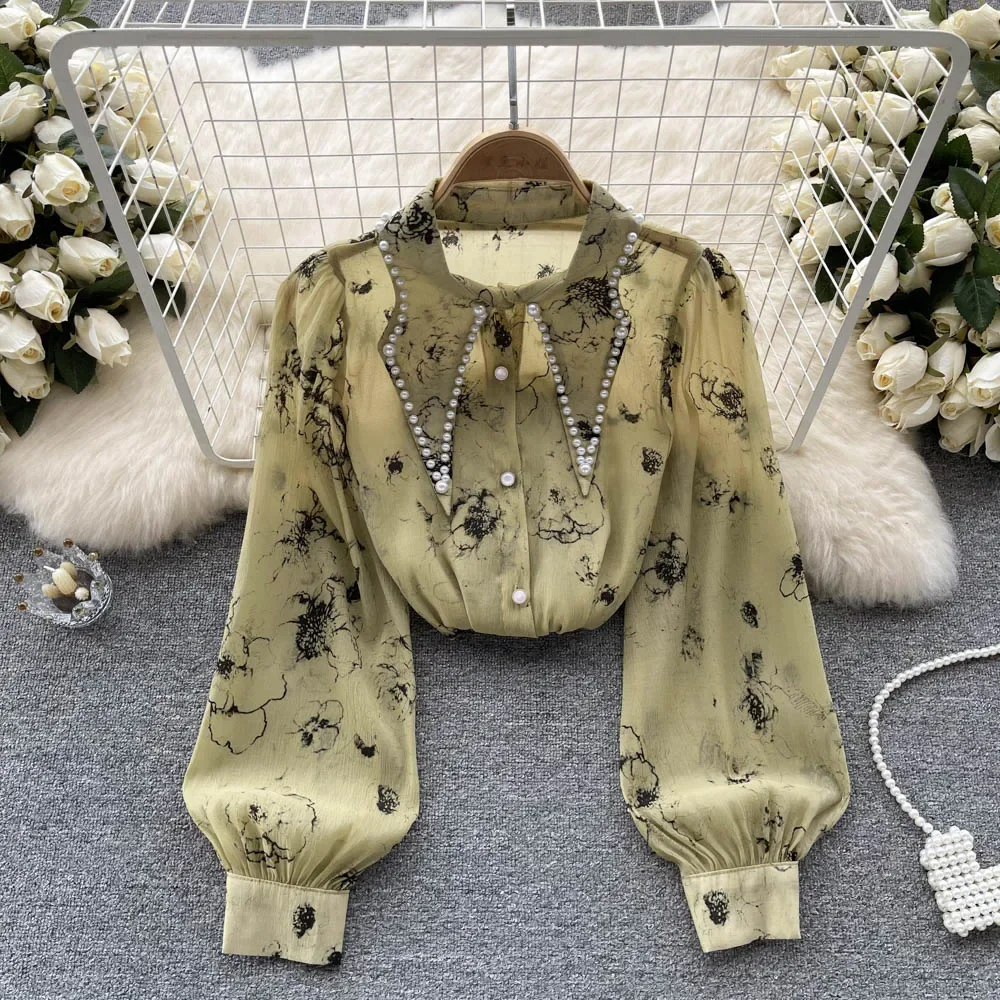 Floral-Printing-Tops-Long-sleeved-Chiffon-Shirt-Fashionable-Tees ...