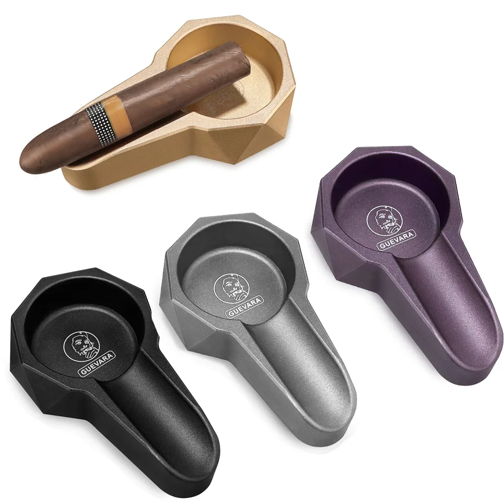 

Портативная металлическая пепельница для сигар GUEVARA, домашняя пепельница, роскошный табачный держатель для подарка, мужские аксессуары для курения сигар