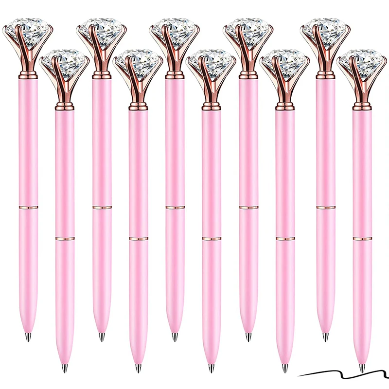 

10Pcs Crystal Diamond Ballpoint Pen Bling Metal Pen Office Supplies