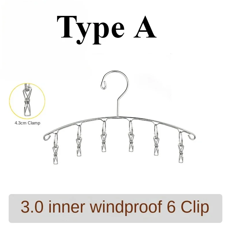 thumbnail image 1 of Perchas a prueba de viento con pinzas para secar calcetines, de acero inoxidable 6/8/10/20, para almacenamiento de ropa y calcetines, 1 of 5
