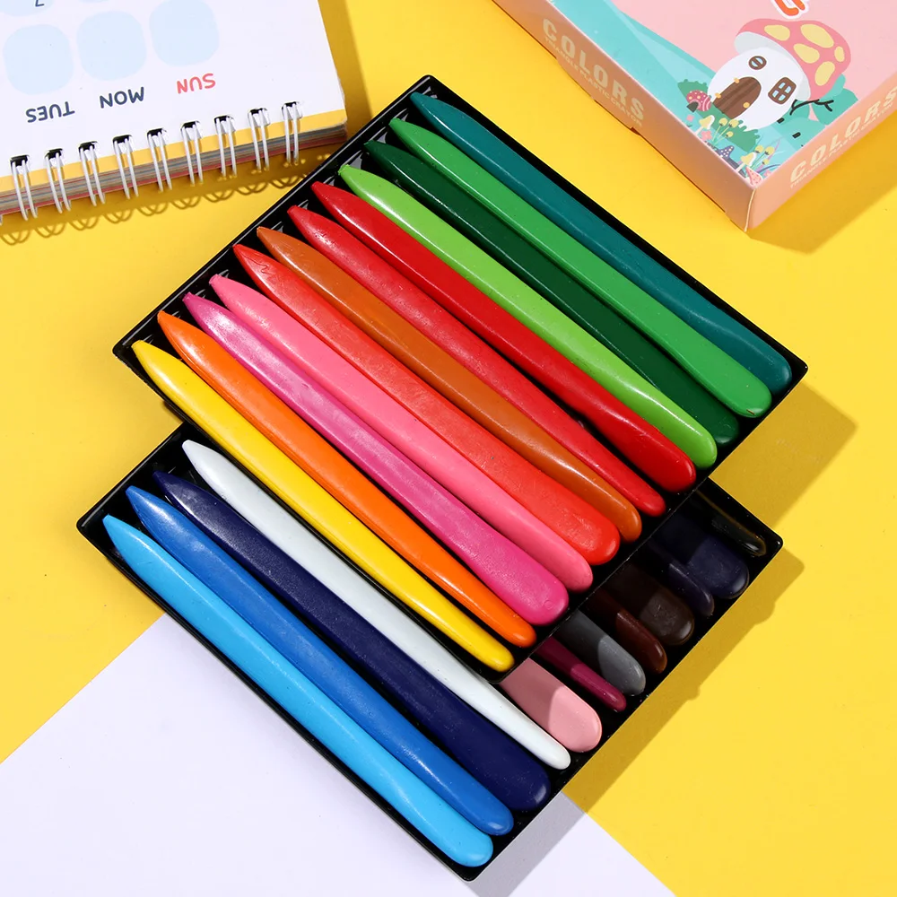 Colored Crayons 6/12/24/36 Colors Non Dirty Hand Washable Triangular Plastic Crayon Student Oil Painting Stick Early Childhood Education Tools