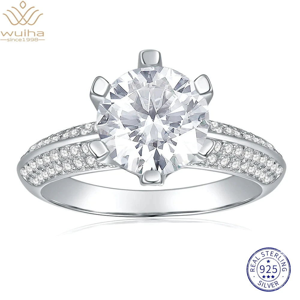 

WUIHA Real 925 Sterling Silver 11MM GRA VVS1 Moissanite Diamond Wedding Engagement Rings for Women Anniversary Gift Fine Jewelry