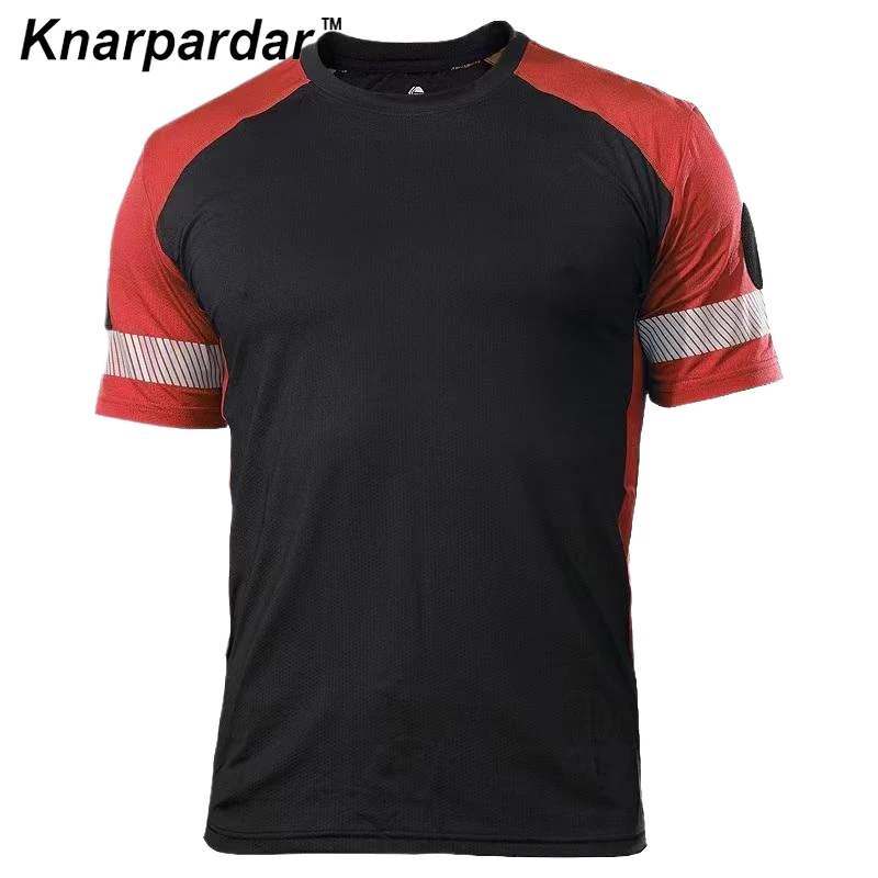 Hi Vis 로고 인쇄가있는 남성용 투톤 셔츠 노란색 해군 빠른 건조 안전 반사 셔츠 자동차 오토바이 용 작업복