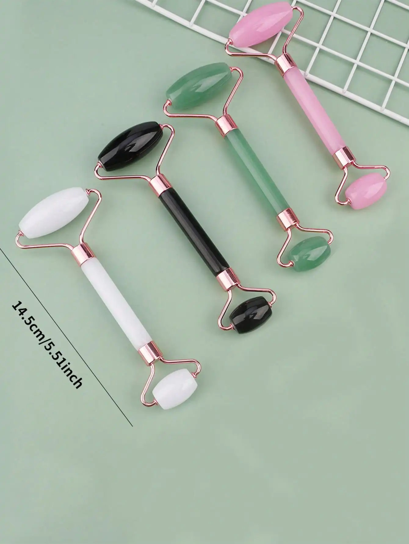 Natural Aventurine Jade Dual-End Facial Massage Roller for Anti-Aging and Skin Care