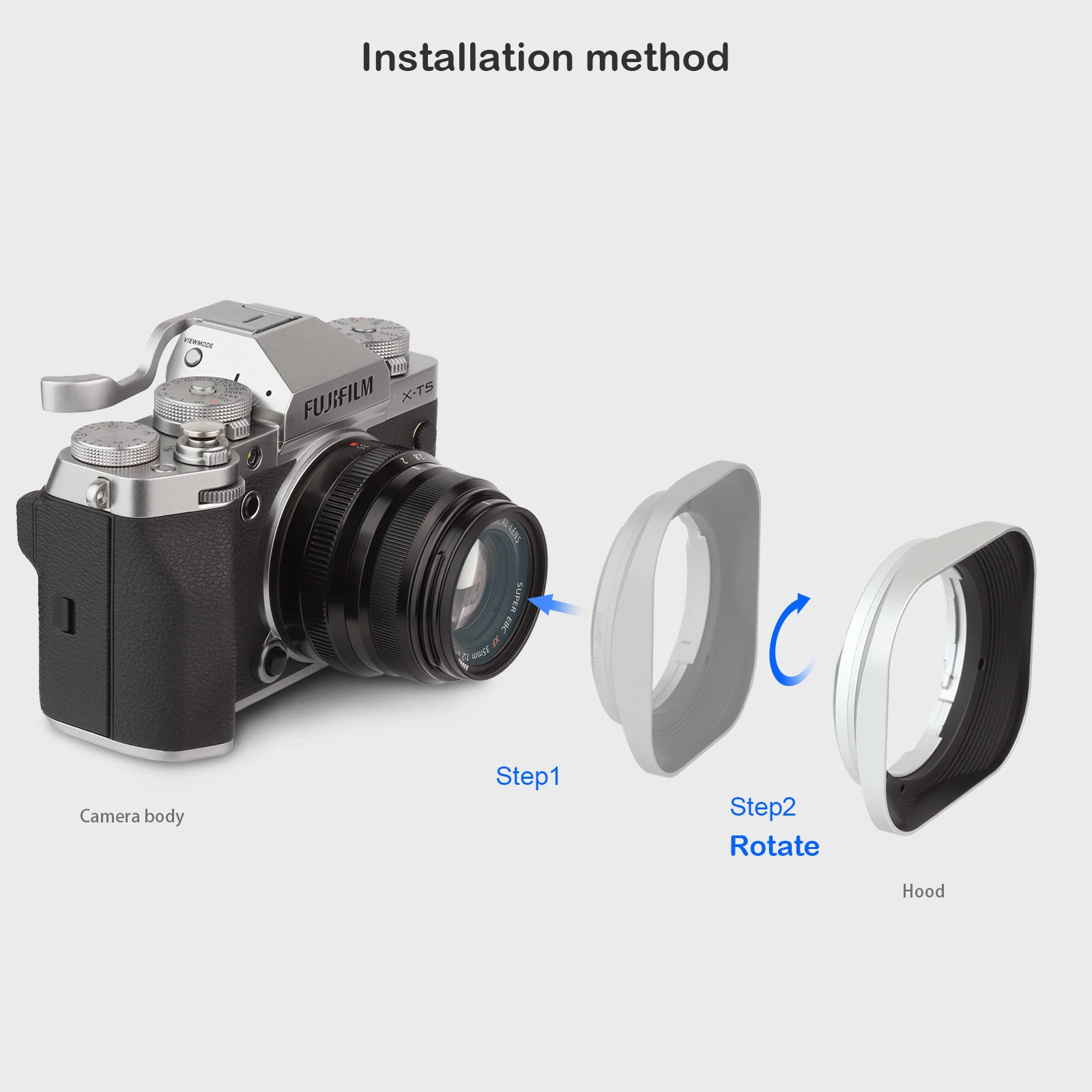 Haoge LH-X35S Square Metal Lens Hood Shade for Fuji Fujinon