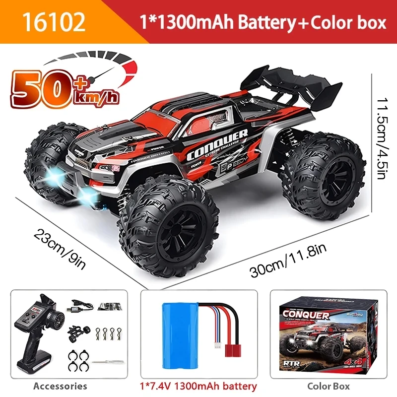 SCY 1:16 50KM/H 4WD RC カー LED トラック SCY 16102 1:16 50KM/H 4WD RC カー LED ライト付きリモート