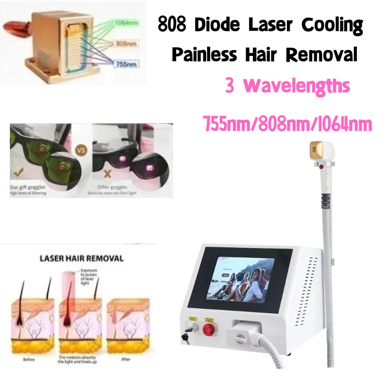 2024 New Hair Remover Ice Platinum 3 Wavelength 808 Diode Laser 808nm Hair Removal Machine 808 Remov Machin Remover for Home Use